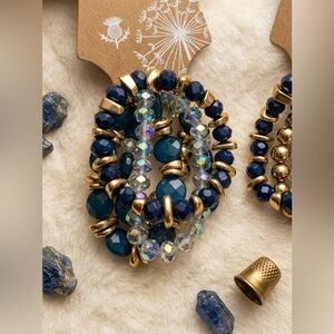 Set of 4-5/$25 bracelets-Beautiful Gold and Blue Beaded Bracelet Set